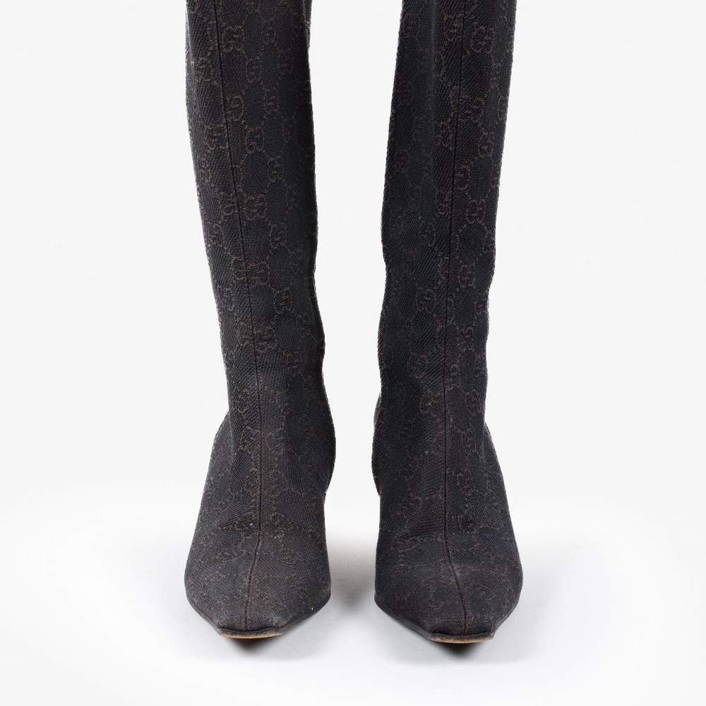 *SOLD* Gucci GG Monogram Canvas Espresso Brown Boots - Picture 2 of 12